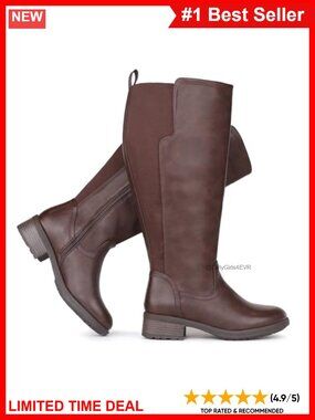 Extra Wide Calf Knee High Boots Faux Leather Side Zipper Block Heel